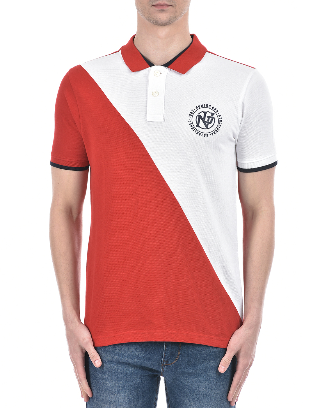 Numero Uno Men Color Block Red T-Shirt